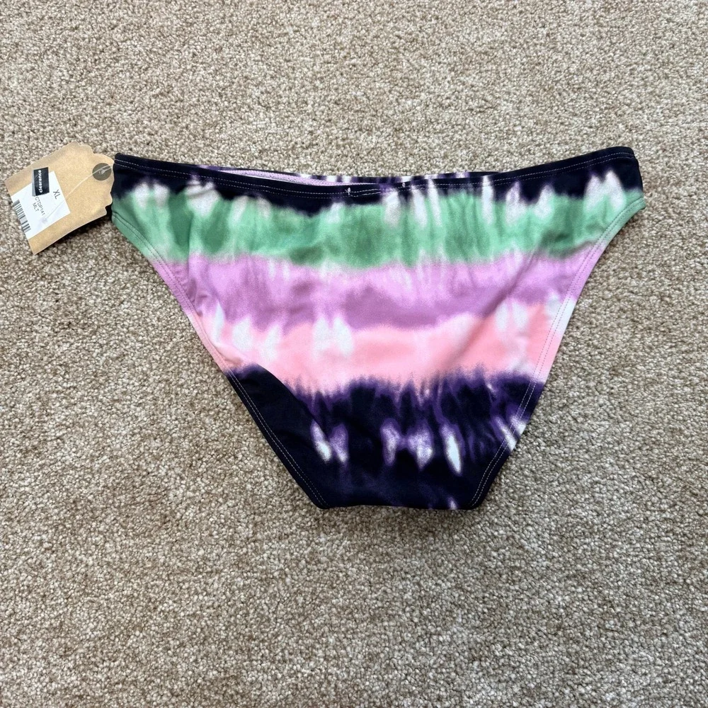 True Craft Womens Tie Dye Bikini Bottoms XL Green Black NEW Swim Boho Festival